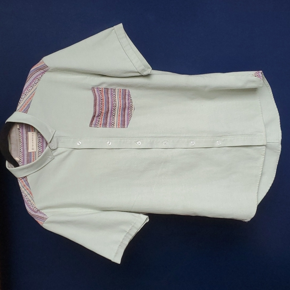 7 DIAMONDS Aztec Pattern SS Button Down Shirt